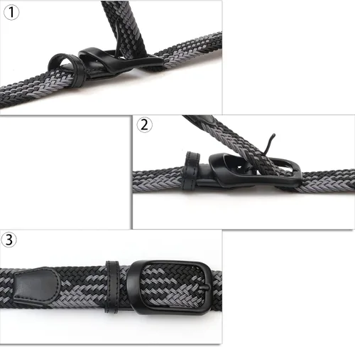 Vista 6 de Cinturones de golf para hombre, paquete de 2, diseño elástico ajustado, ajustable, tejido de 1.34 pulgadas
