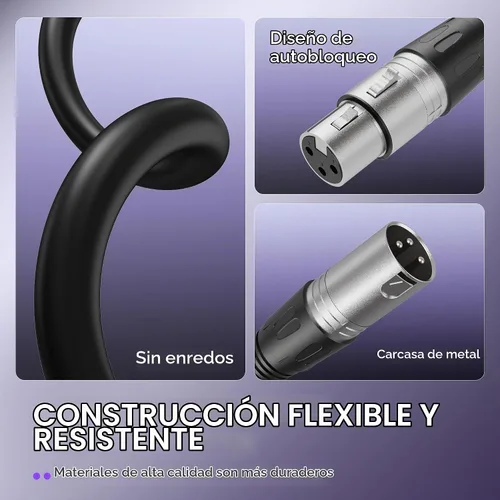 Vista 5 de FIFINE L9C Balanced 3-Pin XLR Microphone Cable for Podcast Recording Negro