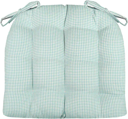 Vista 85 de Barnett Home Decor Ticking Stripe Berlin Blue - Almohadilla para silla de comedor con lazos, tamaño mediano 18, relleno de espuma de látex, lavable