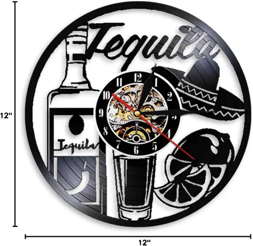 Vista 8 de Reloj de decoración de pared de 12 pulgadas/11.8 in para bebidas Dringking, arte de pared, reloj de pared de tequila, reloj de pared de tequila