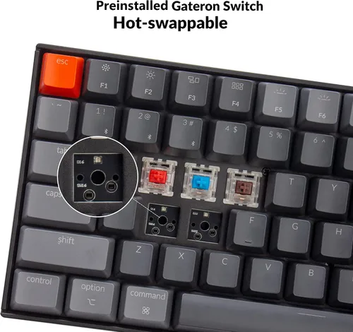 Vista 3 de Keychron K4 Teclado mecánico inalámbrico con cable BluetoothUSB intercambiable en caliente 96 diseño de 100 teclas con interruptor marrón Gateron G