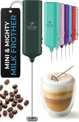 Vista 50 de Varita de espumador de leche mini y potente – Potente espumador de café de mano, mezclador de bebidas operado con batería – Tamaño de bolsillo