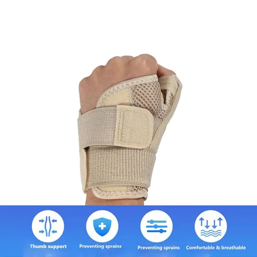 Vista 4 de Férula para el pulgar con muñequera, soporte para el pulgar para estabilizador de muñeca, mano, pulgar, se adapta tanto a la mano derecha izquierda