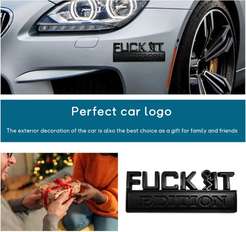 Vista 6 de Dickno Fuck It Edition Emblema para automóvil, calcomanías de decoración de parachoques de auto, calcomanía para guardabarros laterales 3D