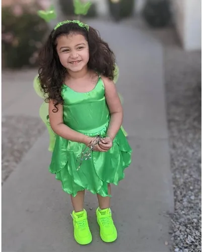 Vista 4 de Jurebecia Disfraz de princesa Tinkerbell para niñas, disfraz de Halloween, fiesta de cumpleaños, vestido de hada con alas
