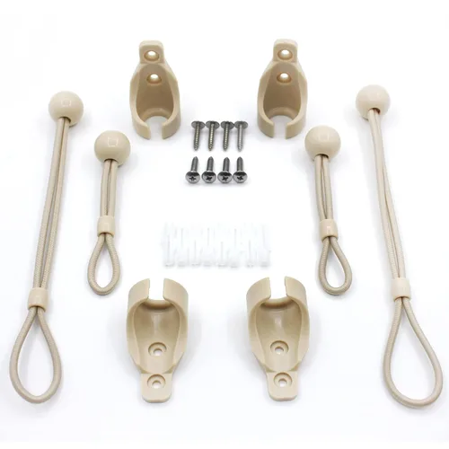 Vista 3 de Kit elástico universal para sombrillas, persianas enrollables opacas (color beige oscuro, kit de 2 unidades)