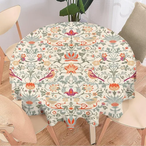 Vista 189 de Mantel Floral Retro de Pájaros, Diseño Original Bohemio William Morris Estampado Cubierta de Mesa para Hogar Picnic Fiesta Comedor Cocina William