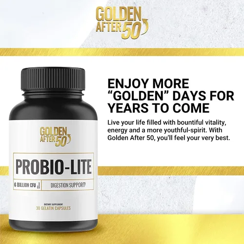 Vista 3 de Golden After 50 Probio-Lite - para la salud intestinal y el apoyo a la digestión - Probióticos para hombres y mujeres - 30 cápsulas de gelatina