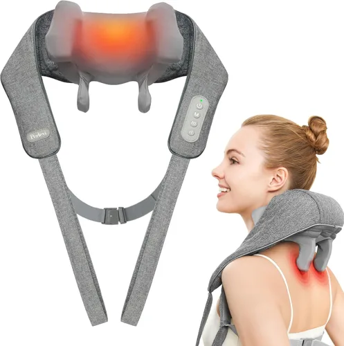 Vista 11 de Masajeador inalámbrico de cuello y hombros con calor, tejido profundo Shiatsu para aliviar el dolor, correas mejoradas portátil para viajes en casa