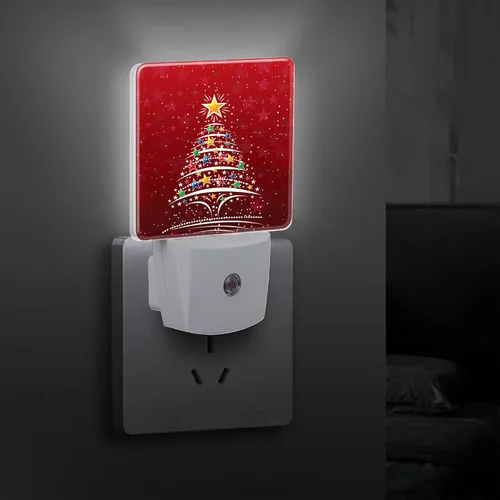 Vista 5 de Luz nocturna enchufable para árbol de Navidad con sensor automático de anochecer a amanecer, luces nocturnas cálidas para niños y niñas, dormitorio