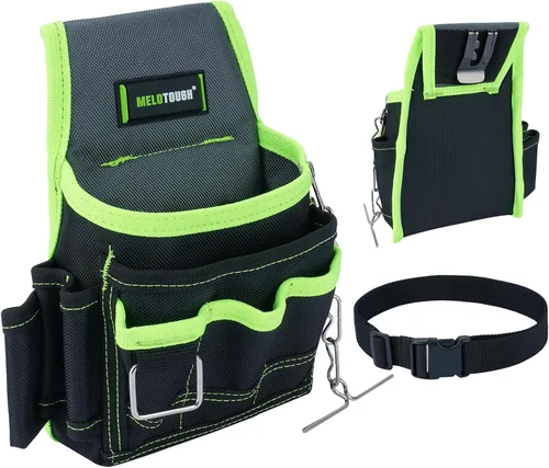 Vista 10 de MELOTOUGH Bolsa de herramientas para electricista, bolsas para cinturón de herramientas, múltiples bolsillos, organizador de herramientas para Azul
