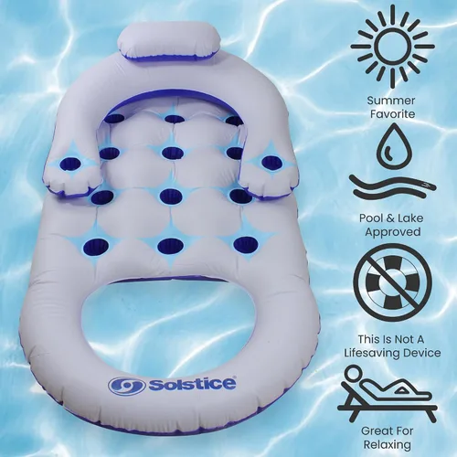 Vista 7 de Flotador inflable de piscina inflable del solsticio - 64" - azul y blanco