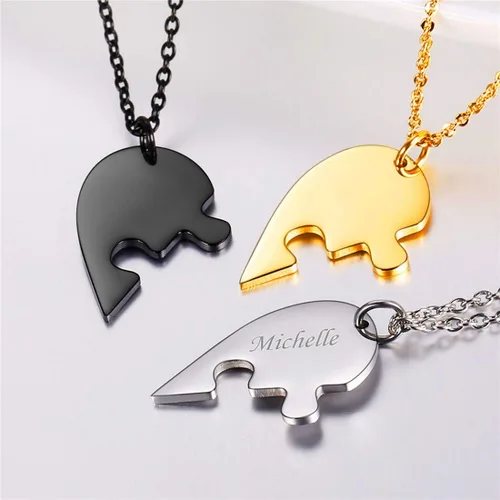 Vista 4 de U7 BFF Collar para 23456 Muchachos, Mujeres, Acero Inoxidable, Personalizado, Familia, Hermandad, Amistad, Personalizado, Nombre del Mejor Amigo