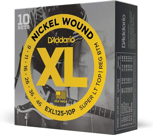 Vista 50 de D'Addario XL EXL157 - Cuerdas de níquel para guitarra eléctrica de 6 cuerdas, entonación perfecta, sensación consistente, durabilidad fiable