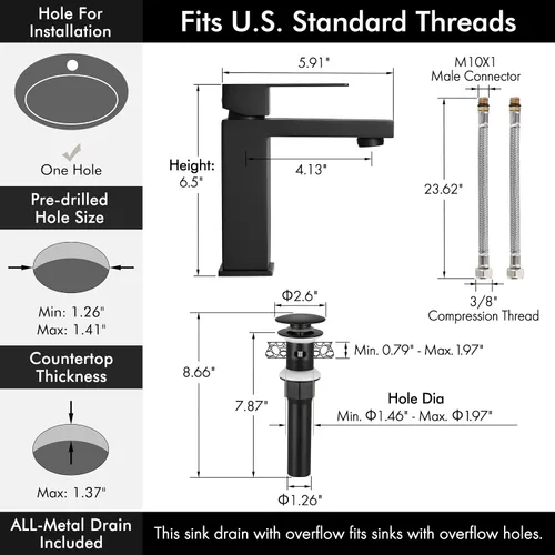 Vista 4 de KES Grifo de baño negro de una sola manija KES Shower Faucets Sets Complete Rain Shower Head Shower Shower Valve L3156ALF-BK-C2+ XB6202-BK- KES