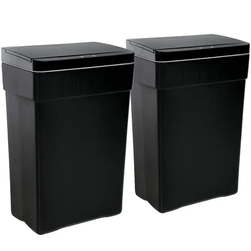 Vista 11 de Basurero automático de 50 litros/13.2 galones para cocina, sin contacto, de alta capacidad, resistente a las manchas, con tapa (1, negro)