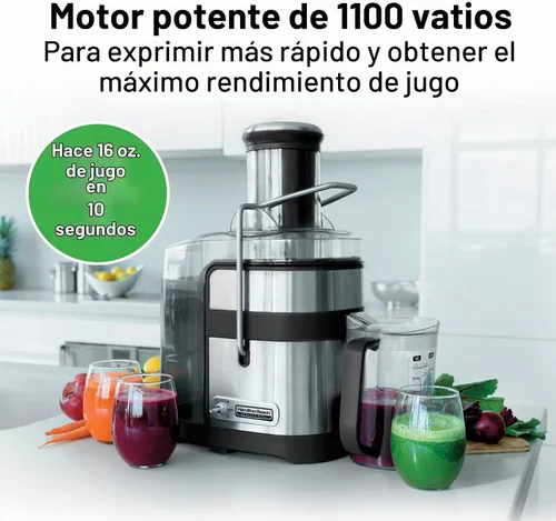 Vista 6 de Hamilton Beach Professional Máquina exprimidora, extractor centrífugo, con súper canal de 3.5 pulgadas para frutas y verduras enteras, herramienta