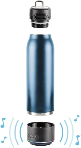 Vista 2 de Botella de agua de alta calidad aislada al vacío con altavoz Bluetooth recargable y control remoto Xtreme Mini Bluetooth. El control remoto funciona