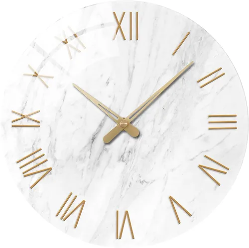 Vista 11 de Relojes de pared minimalistas negros para sala de estar, relojes de pared con patrón de mármol de vidrio, funciona con pilas, reloj de pared