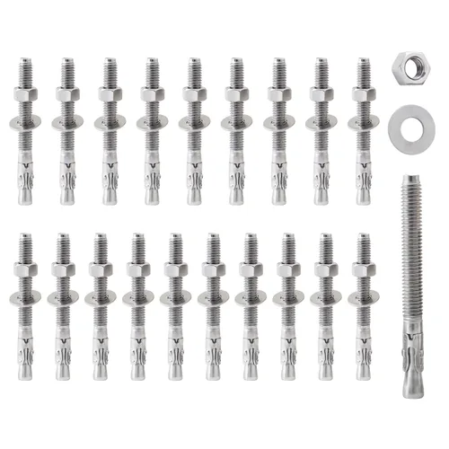 Vista 18 de LIONMAX Pernos de anclaje de acero inoxidable para concreto 1/2" x 3-3/4 pulgadas, paquete de 6 anclajes de cuña para pared de cemento, resistente a