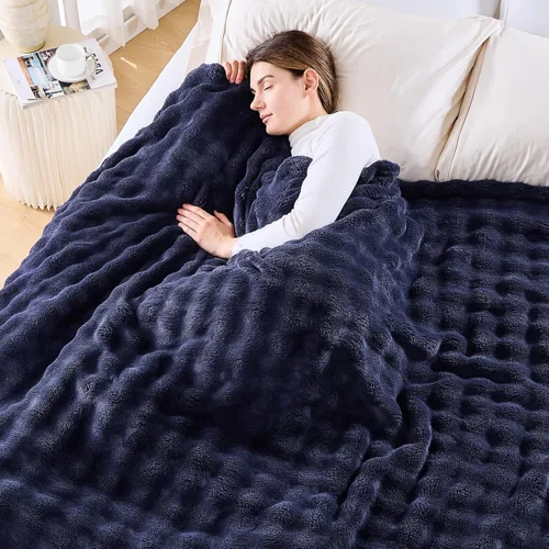 Vista 35 de NEWCOSPLAY Manta para Sofá Aqua Súper Suave de Franela Polar 3D Burbuja Ligera Manta de Cama para Uso en Todas las Estaciones (Aqua, Throw(50"x60"))
