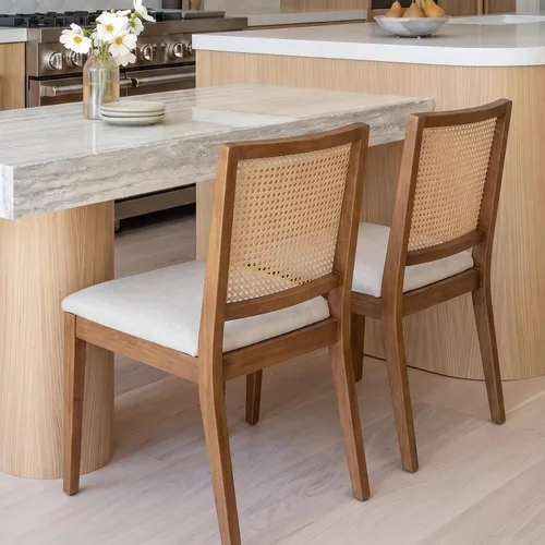 Vista 15 de BESTANO Juego de 2 sillas de comedor de ratán estilo granja, sillas de cocina de madera negra para comedor rectangular, sillas de cocina de mimbre