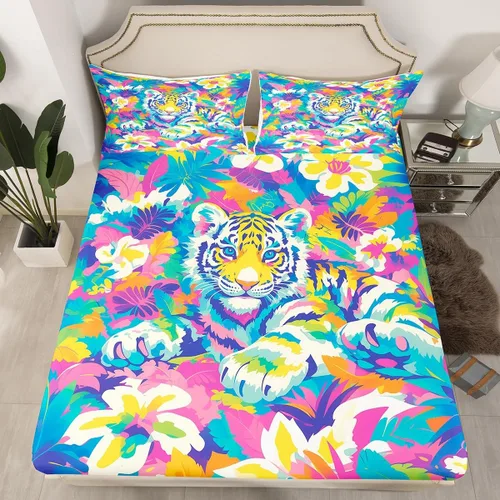 Vista 10 de Juego de sábanas bajeras de alce salvaje, tamaño individual, juego de ropa de cama rústica de pino de pesca con peces de Basa, decoración