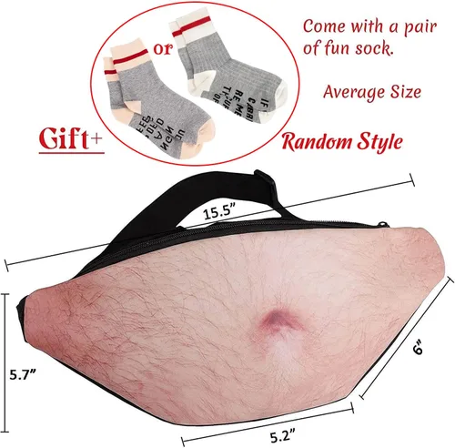 Vista 4 de Riñonera para el vientre, bolsa de cintura para papá, regalo de broma para adultos, padre, marido y hombres, con calcetines divertidos