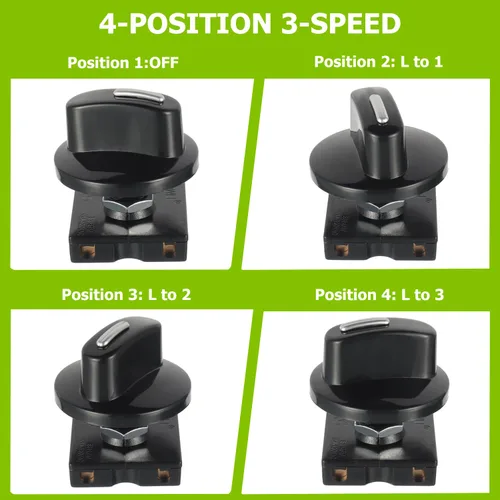 Vista 5 de Interruptor giratorio 13A-125V/10A-250V, selector de velocidad universal de 4 posiciones y 3 velocidades, interruptor giratorio para calentador