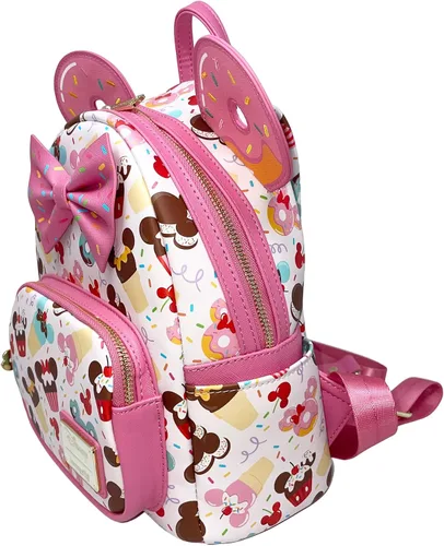 Vista 2 de Loungefly Disney Mickey Mouse Cupcakes and Donuts - Bolso de hombro con doble correa para mujer, Rosado