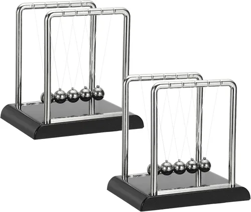 Vista 9 de PATIKIL Paquete de 2 cradle Newtons, péndulo de cuna de Newton, 5 bolas de equilibrio, juguetes de escritorio, bola de gravedad, divertida