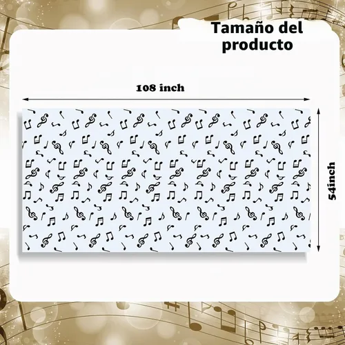 Vista 2 de Tatuo Mantel de fiesta con música y notas musicales de plástico de 108 x 54 Disposable Table Cover for Birthday Jazz Rock Party Decoration, Fits