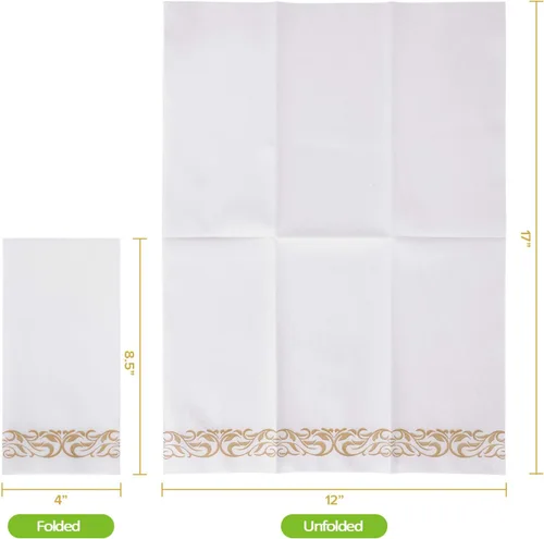 Vista 2 de FOCUSLINE 100 toallas de baño con tacto de lino, toallas de mano desechables suaves y absorbentes para invitados, toallas de papel tipo tela