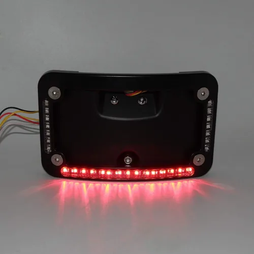 Vista 6 de Soporte para placa de matrícula curvada con doble LED negro para motocicleta con soporte de etiqueta con kit de montaje compatible con 2005-2007