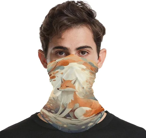 Vista 4 de Little Fox Neck Gaiter for Men Women Upf 50+ Sun Protection Balaclava Face Mask Cover Moisture Wicking & Quick Dry Neckerchief Seamless Ski Mask