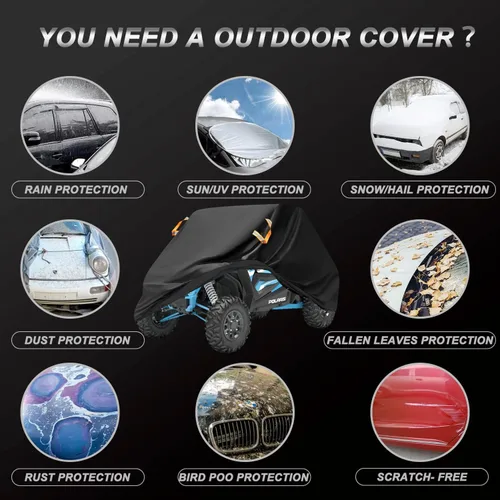 Vista 8 de ClawsCover UTV - Cubiertas impermeables para todo tipo de clima, tela Oxford 420D resistente al viento, ATV lado a lado UTV Accesorios para Polaris