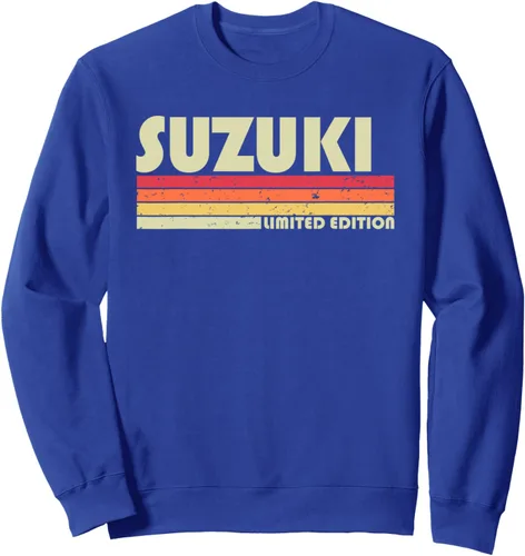 Vista 3 de Suzuki - Sudadera retro vintage con nombre japonés, Negro