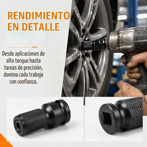Vista 7 de Juego de 2 piezas de adaptador de enchufe de 1/2 a 1/4, convertidor de llave de impacto, cabezal de conversión para destornillador, adaptador