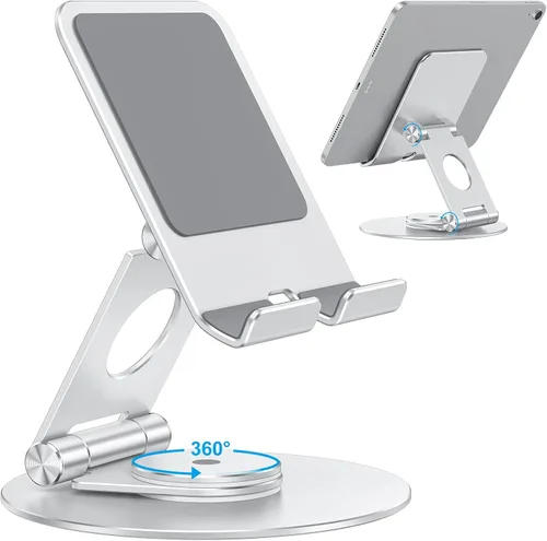 Vista 10 de OMOTON Soporte giratorio para tablet iPad con base giratoria 360°, soporte plegable ajustable para dibujo, compatible con iPad Pro/Air/Mini y más