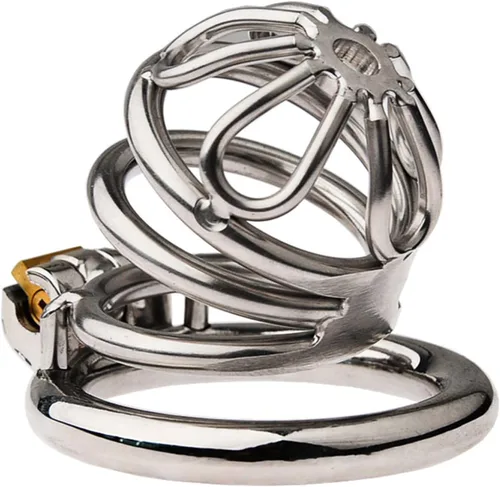 Vista 11 de Jaula de acero inoxidable para hombre con bloqueo de pene con cerradura de metal castidad dispositivo de castidad masculina jaula de polla juguetes