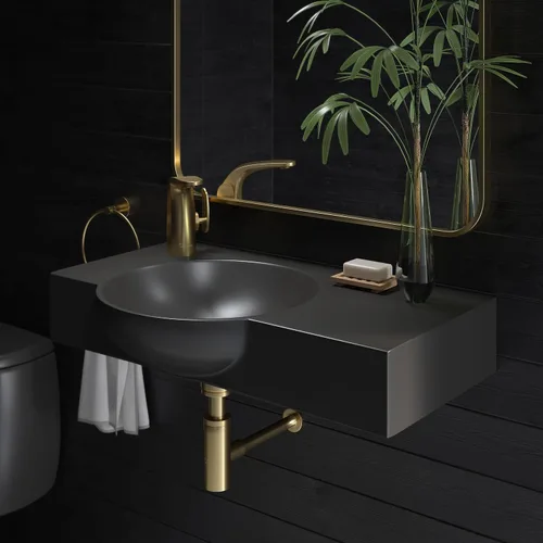 Vista 11 de Chateau - Lavabo de baño de pared con grifo lateral izquierdo de 30 pulgadas en negro mate