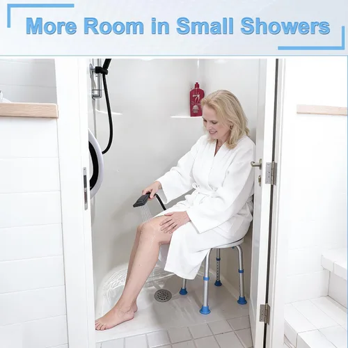 Vista 2 de SOUHEILO Silla de ducha ajustable para ducha interior, taburete de ducha redondo elegible para HSA/FSA para bañera interior, asiento de ducha sin