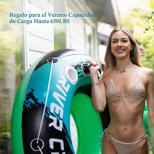 Vista 4 de River Tubes for Floating Heavy Duty Inflatable Floating Lounger Premium River Water Rafts Pool Float with Cup Holder Above Lake for Adults