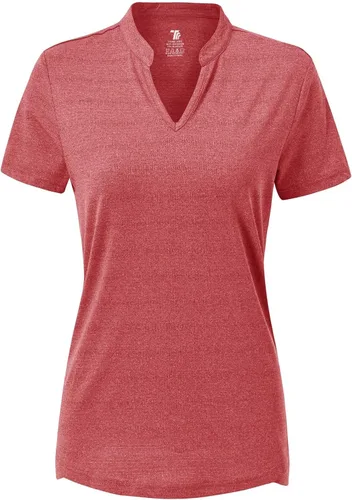 Vista 94 de Gopune Polo de golf con cuello en V para mujer, sin cuello, manga corta, ligera, de secado rápido, camisetas de tenis para correr