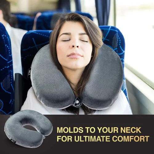 Vista 7 de Charles Albert - Almohada de viaje de espuma viscoelástica, almohada de cuello en forma de U, cojín ultra suave y cómodo para soporte del cuello