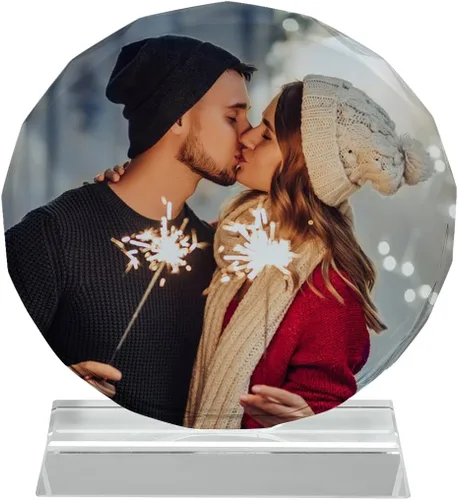 Vista 8 de ITODA Foto de cristal personalizada, marcos de pie personalizados para bodas, cumpleaños, nacimientos y día de San Valentín Forma de manzana