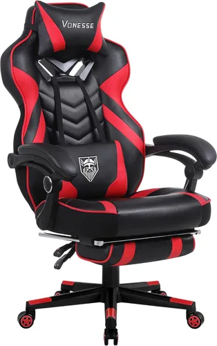 Vista 14 de Vonesse Silla de juegos, silla de oficina grande y alta con reposapiés y masaje, sillas de juegos para adultos con soporte lumbar, silla ergonómica
