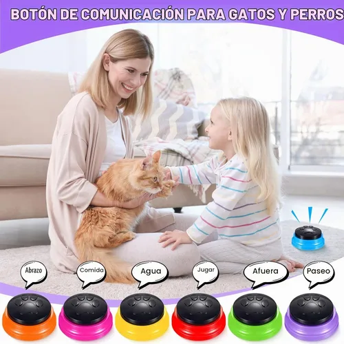 Vista 3 de Paquete de 8 botones de grabación de voz, botones grabables para perros para comunicación, botones de conversación de perros, zumbadores