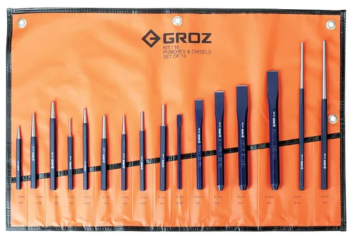Vista 7 de Groz 33005 Juego de punzón y cincel negro con recubrimiento en polvo, 7 piezas con bolsa