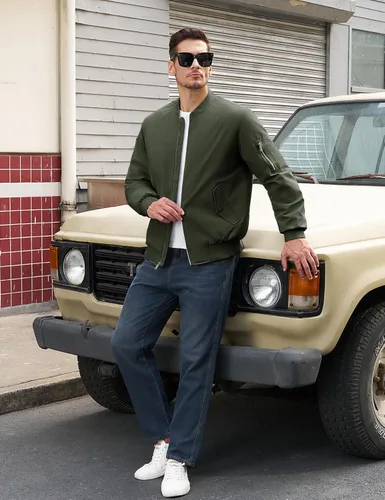 Vista 2 de TACVASEN - Chaqueta bomber para hombre, cortavientos, chaqueta térmica acolchada, abrigada, para invierno